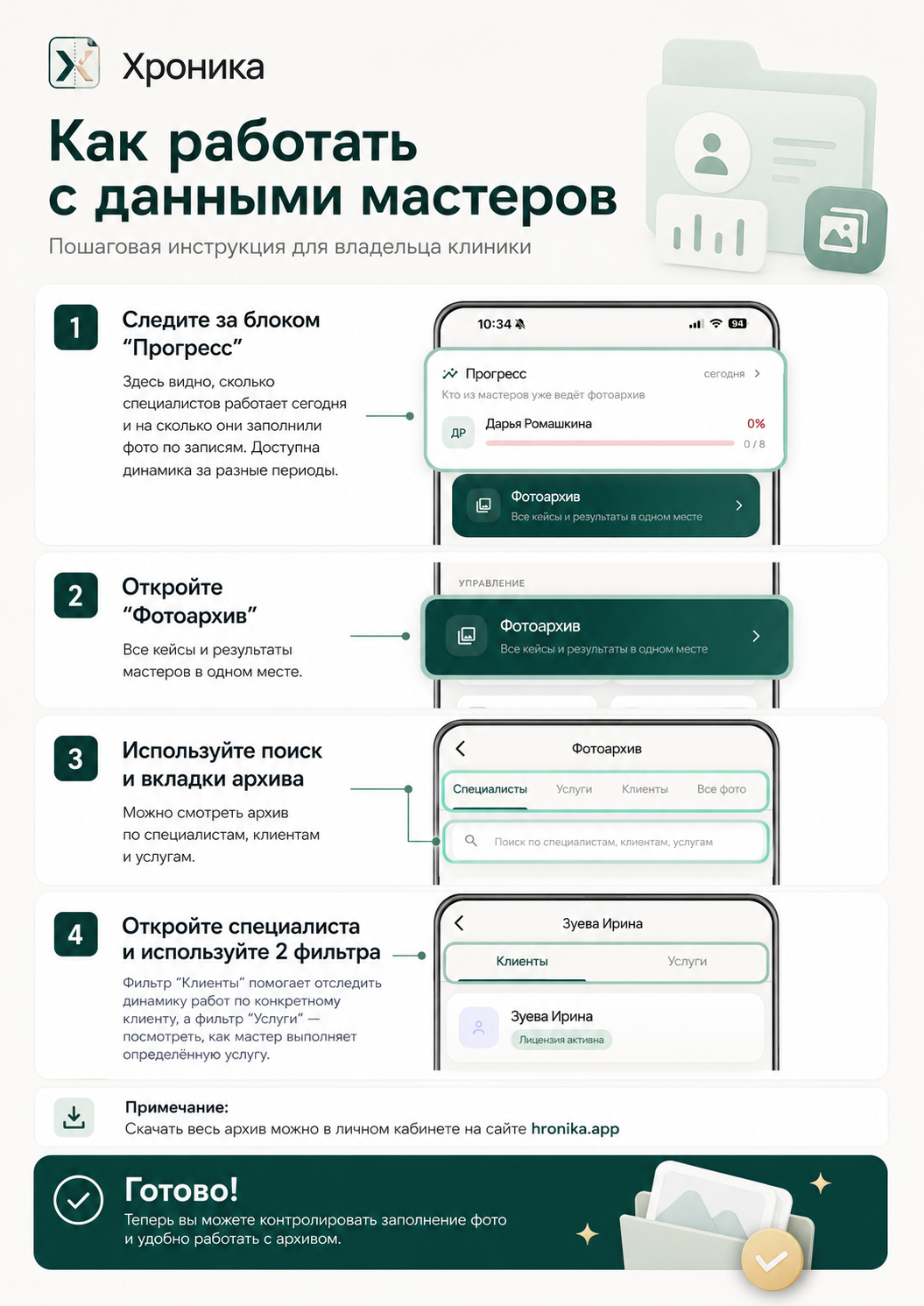 Как работать с данными мастеров в Хронике